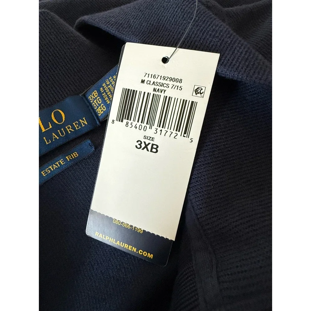 Polo Ralph Lauren Estate Rib Quarter Zip Pullover 3XB Cruise Navy Sweater NWT